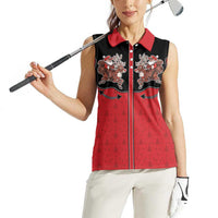 Western Yoke Women Sleeveless Polo Shirt Santa Cowboy Style - Wonder Print Shop