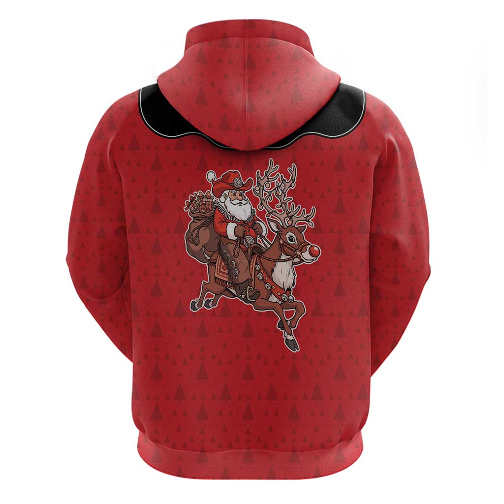 Western Yoke Zip Hoodie Santa Cowboy Style - Wonder Print Shop