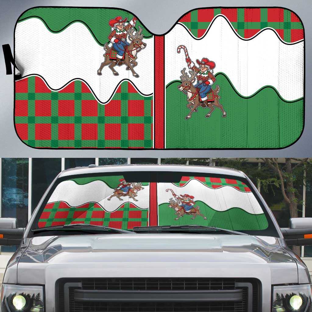 Western Yoke Auto Sun Shade Mrs Claus Cowgirl Style - Wonder Print Shop