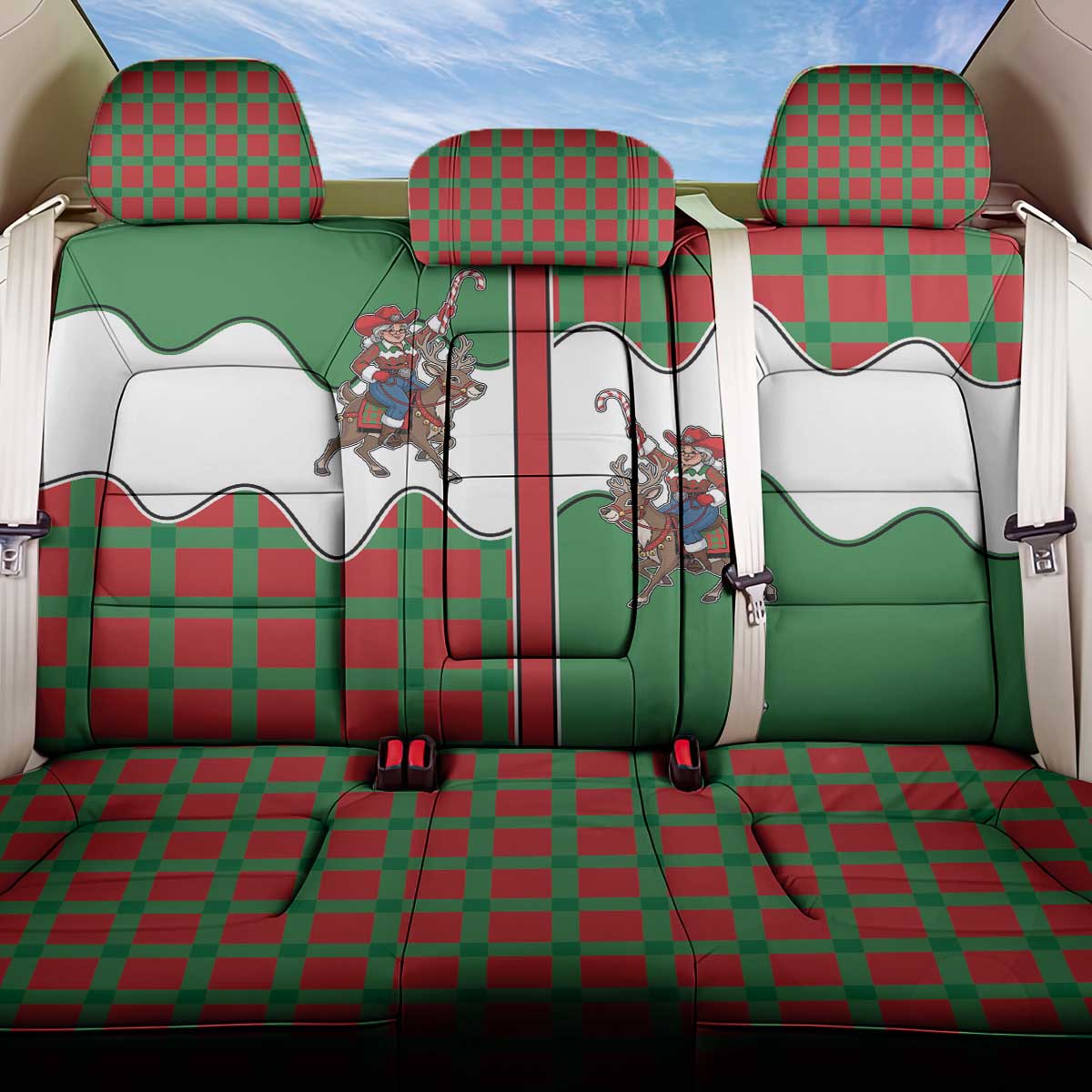 Western Yoke Back Car Seat Cover Mrs Claus Cowgirl Style - Wonder Print Shop