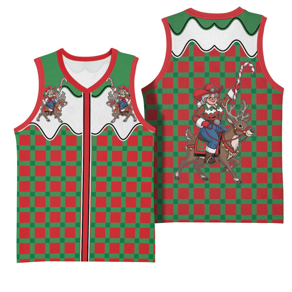 Western Yoke Basketball Jersey Mrs Claus Cowgirl Style - Wonder Print Shop