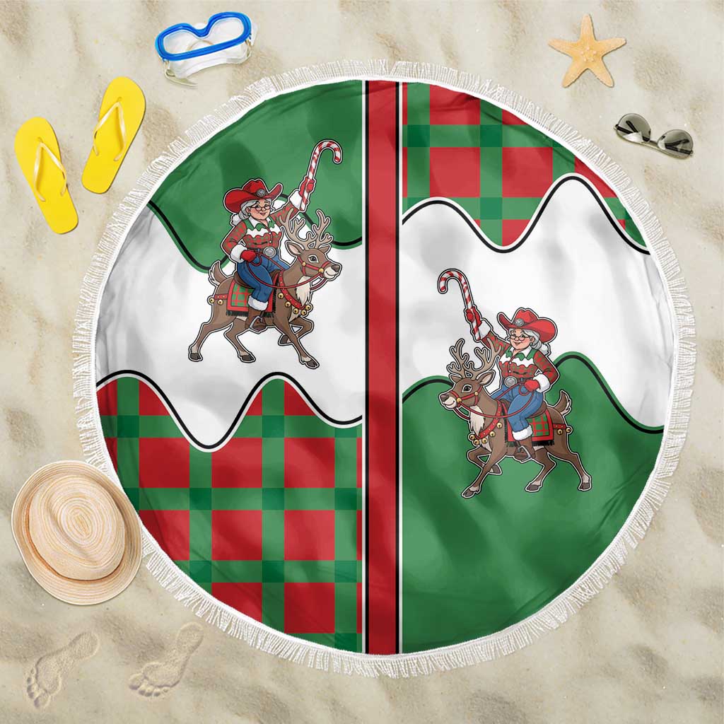Western Yoke Beach Blanket Mrs Claus Cowgirl Style - Wonder Print Shop