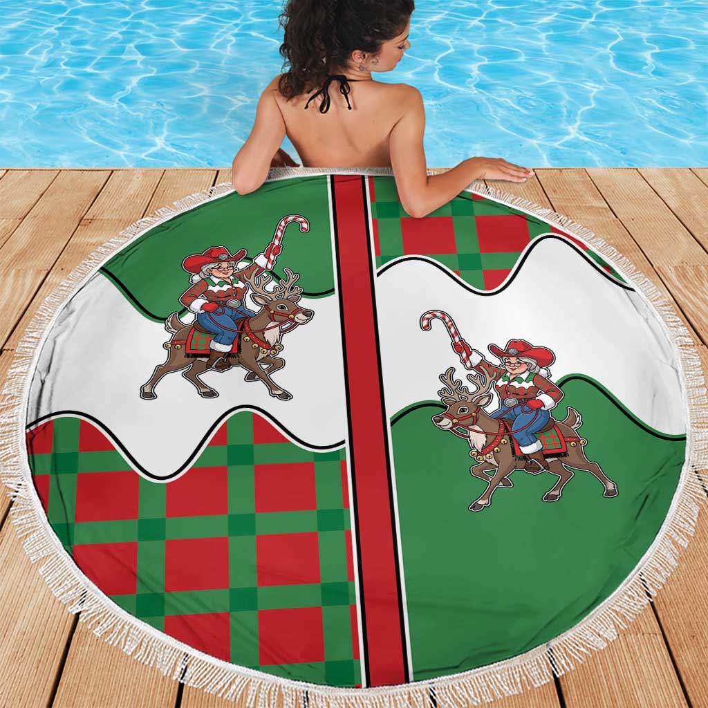 Western Yoke Beach Blanket Mrs Claus Cowgirl Style - Wonder Print Shop