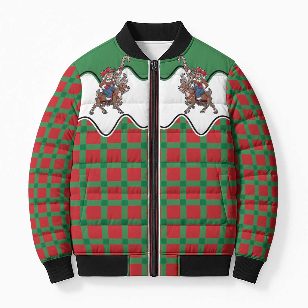 Western Yoke Bomber Puffer Jacket Mrs Claus Cowgirl Style - Wonder Print Shop