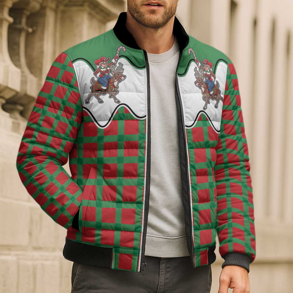 Western Yoke Bomber Puffer Jacket Mrs Claus Cowgirl Style - Wonder Print Shop