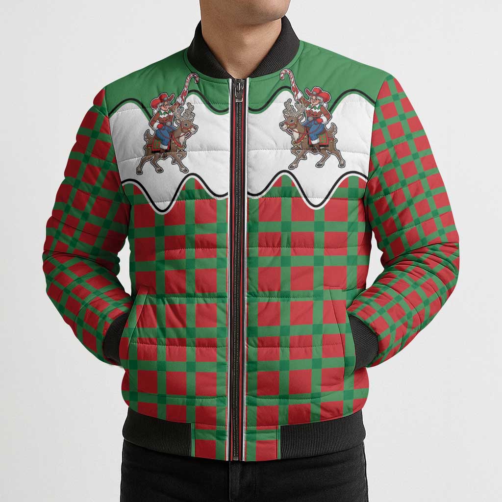 Western Yoke Bomber Puffer Jacket Mrs Claus Cowgirl Style - Wonder Print Shop