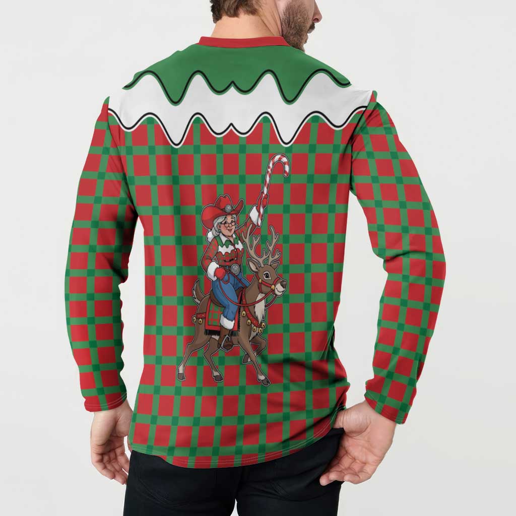 Western Yoke Button Sweatshirt Mrs Claus Cowgirl Style - Wonder Print Shop