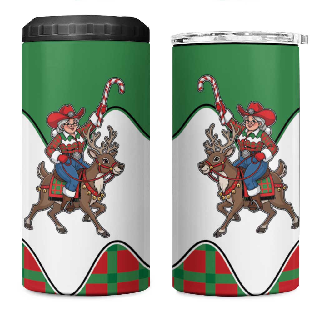 Western Yoke 4 in 1 Can Cooler Tumbler Mrs Claus Cowgirl Style - Wonder Print Shop