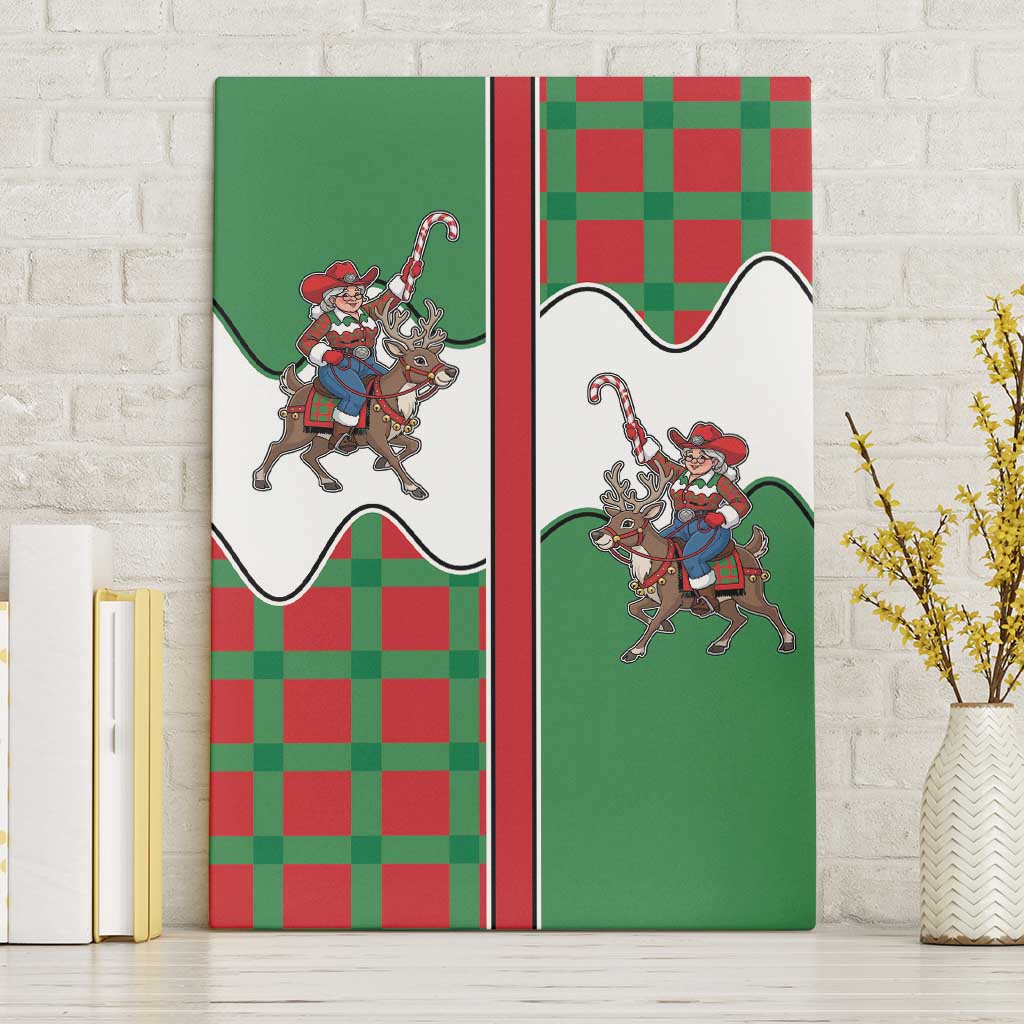 Western Yoke Canvas Wall Art Mrs Claus Cowgirl Style - Wonder Print Shop