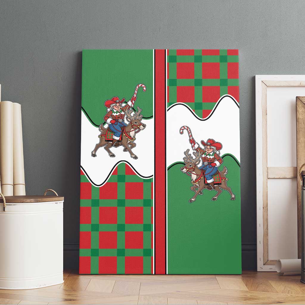 Western Yoke Canvas Wall Art Mrs Claus Cowgirl Style - Wonder Print Shop