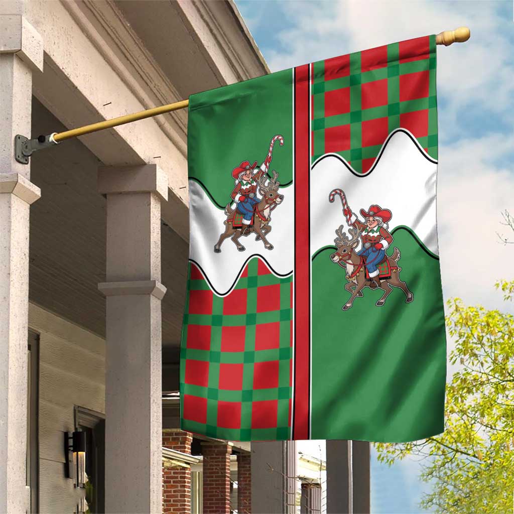 Western Yoke Garden Flag Mrs Claus Cowgirl Style - Wonder Print Shop