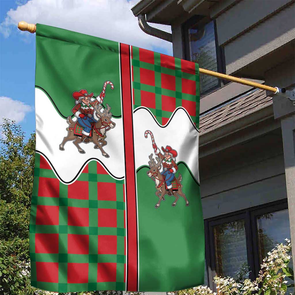 Western Yoke Garden Flag Mrs Claus Cowgirl Style - Wonder Print Shop