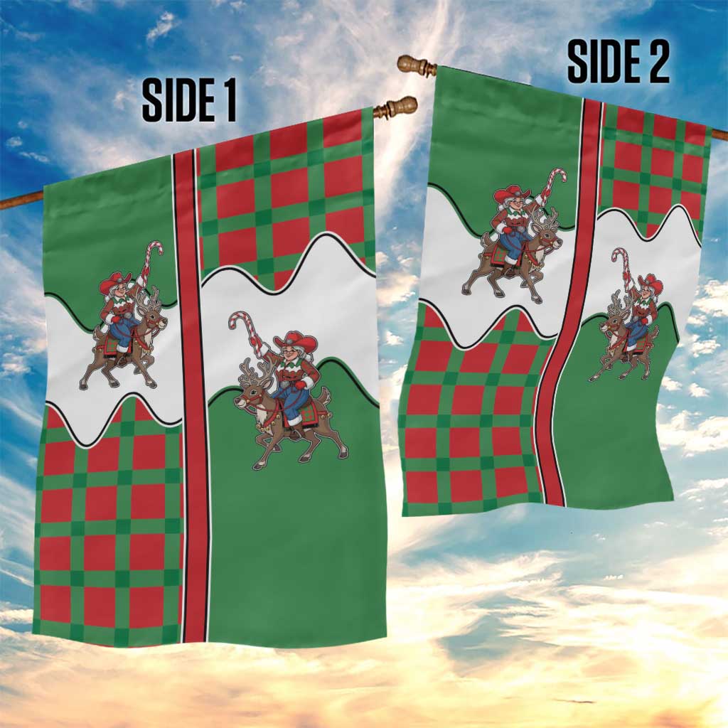 Western Yoke Garden Flag Mrs Claus Cowgirl Style - Wonder Print Shop