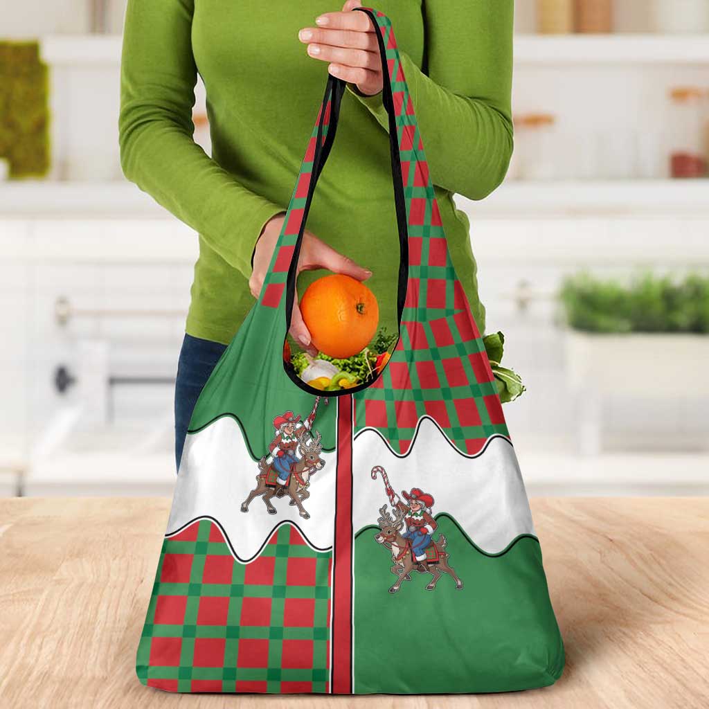Western Yoke Grocery Bag Mrs Claus Cowgirl Style - Wonder Print Shop