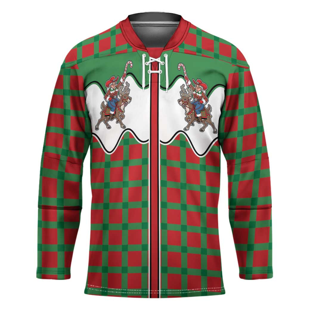 Western Yoke Hockey Jersey Mrs Claus Cowgirl Style - Wonder Print Shop