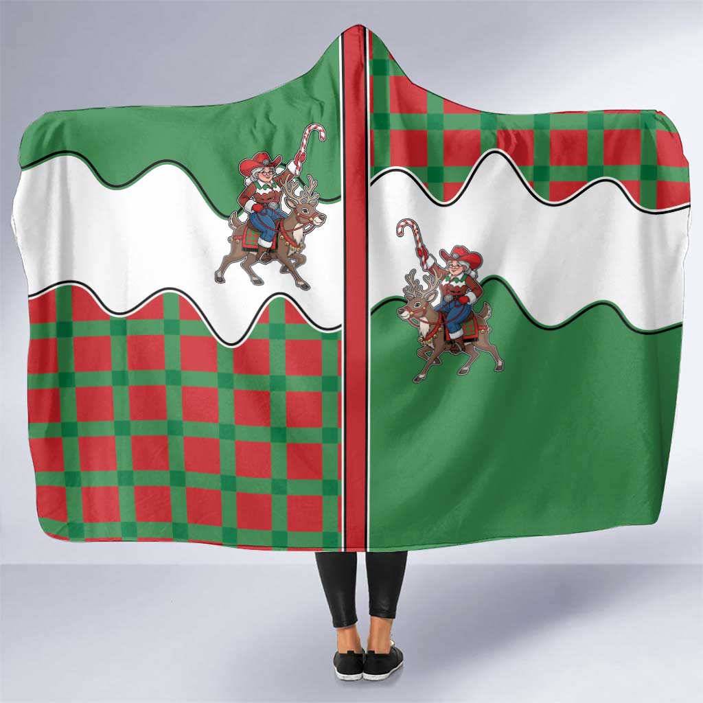 Western Yoke Hooded Blanket Mrs Claus Cowgirl Style - Wonder Print Shop