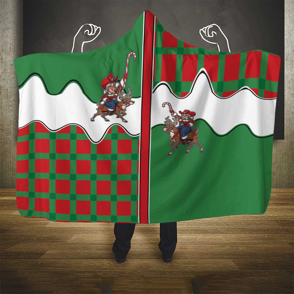 Western Yoke Hooded Blanket Mrs Claus Cowgirl Style - Wonder Print Shop