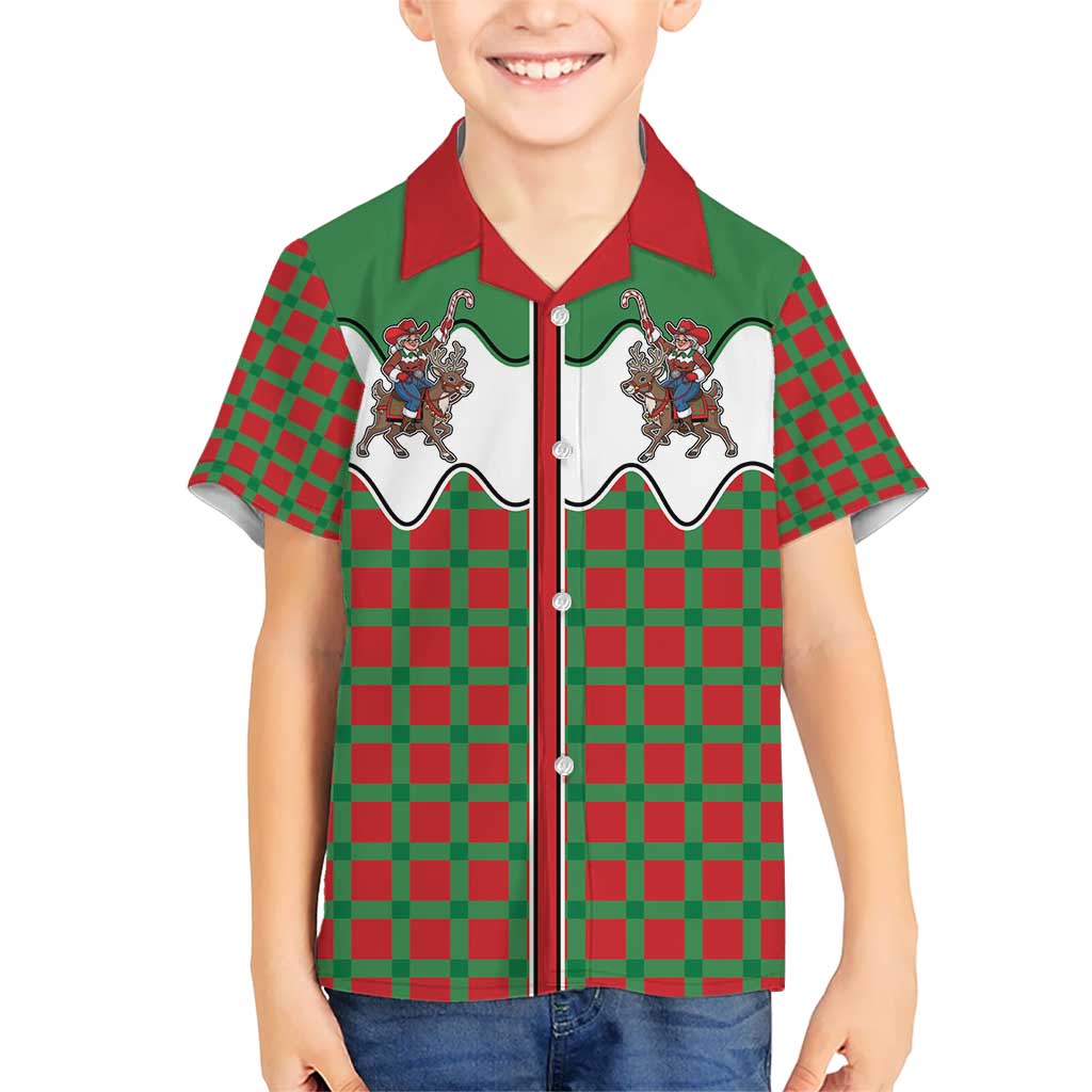 Western Yoke Kid Hawaiian Shirt Mrs Claus Cowgirl Style - Wonder Print Shop