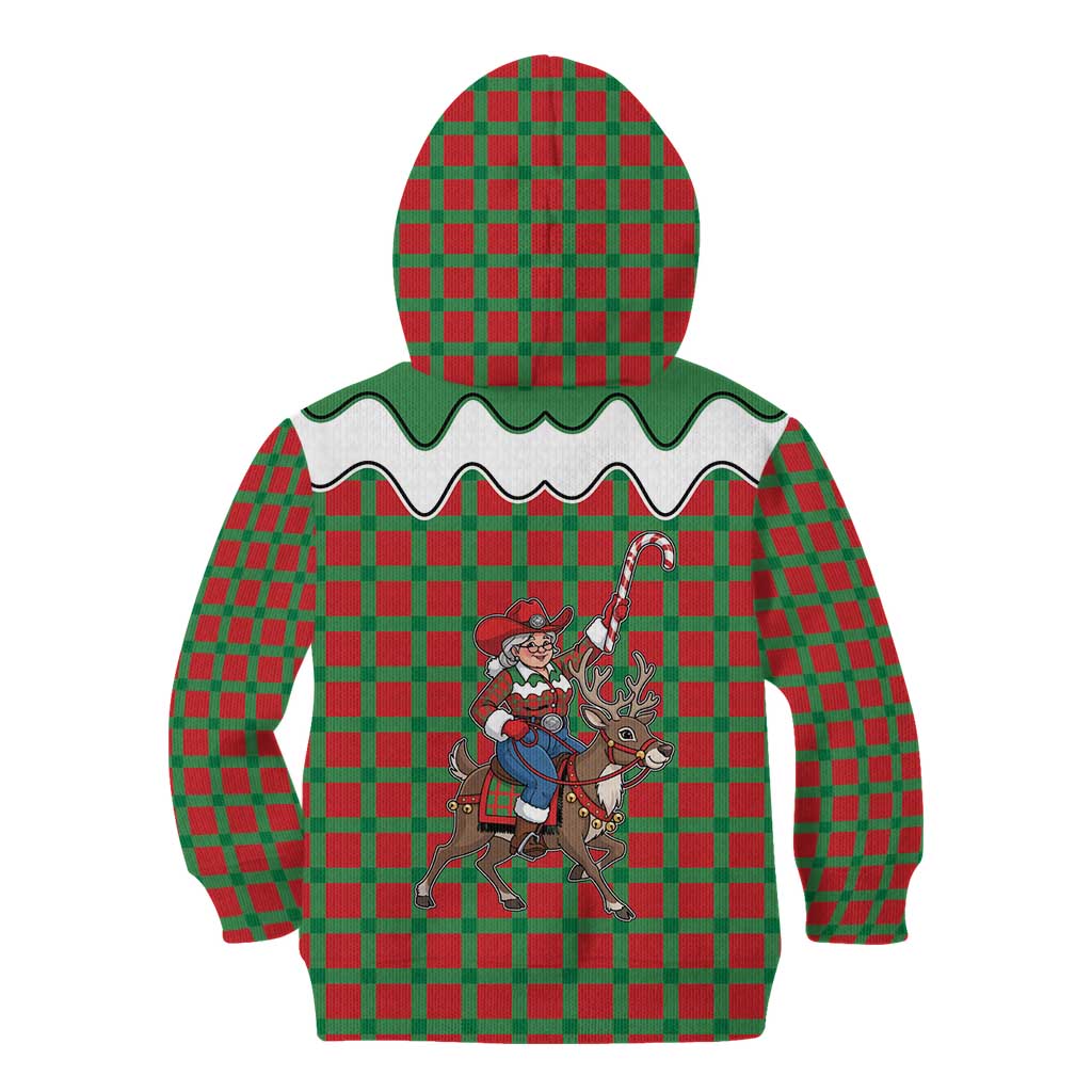 Western Yoke Kid Hoodie Mrs Claus Cowgirl Style - Wonder Print Shop