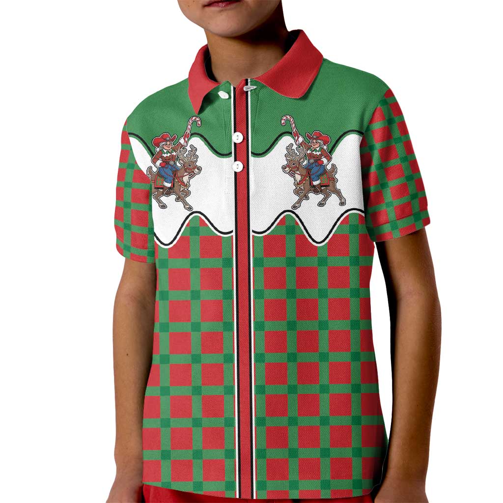 Western Yoke Kid Polo Shirt Mrs Claus Cowgirl Style - Wonder Print Shop