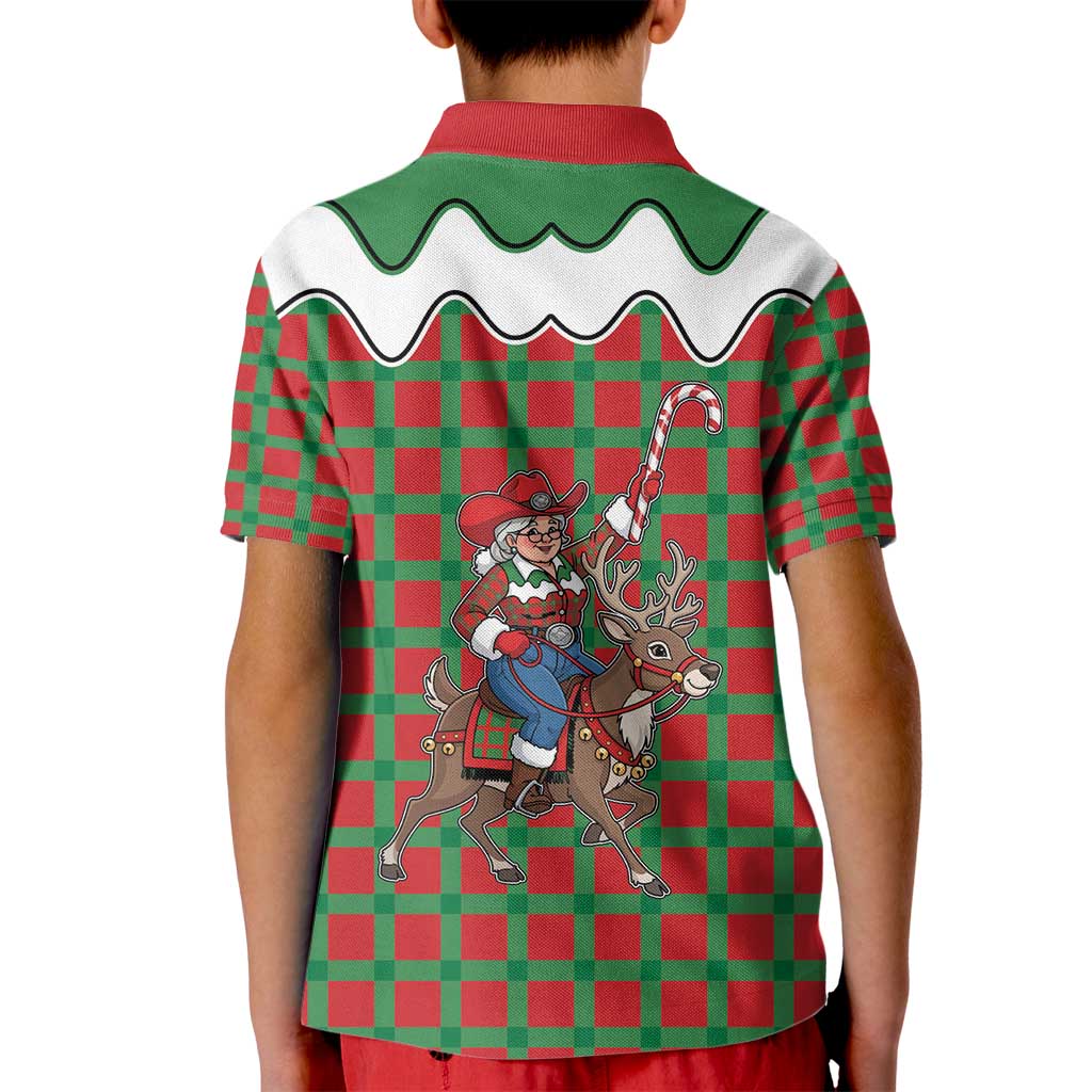 Western Yoke Kid Polo Shirt Mrs Claus Cowgirl Style - Wonder Print Shop