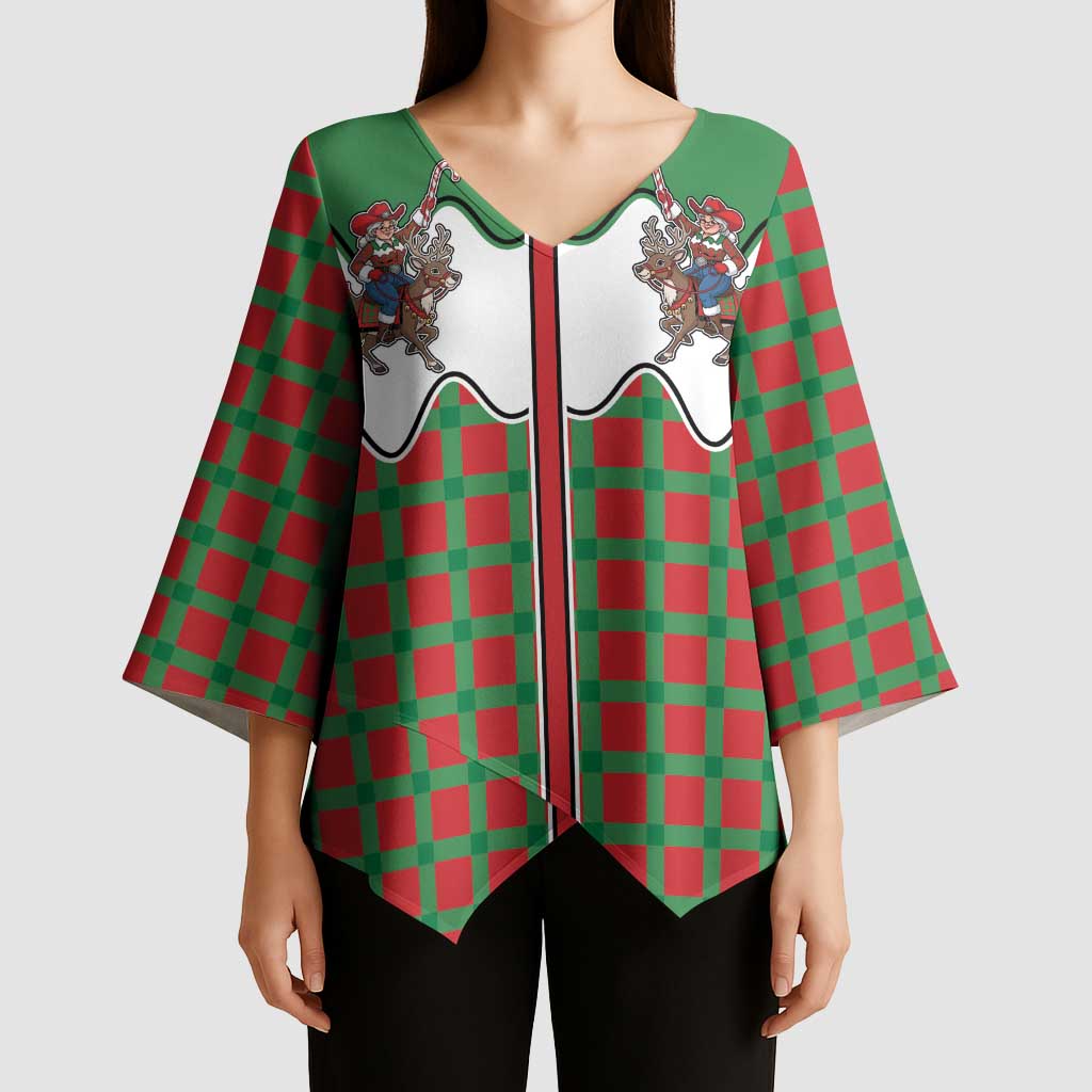 Western Yoke Kimono Sleeve Blouse Mrs Claus Cowgirl Style - Wonder Print Shop