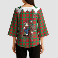 Western Yoke Kimono Sleeve Blouse Mrs Claus Cowgirl Style - Wonder Print Shop