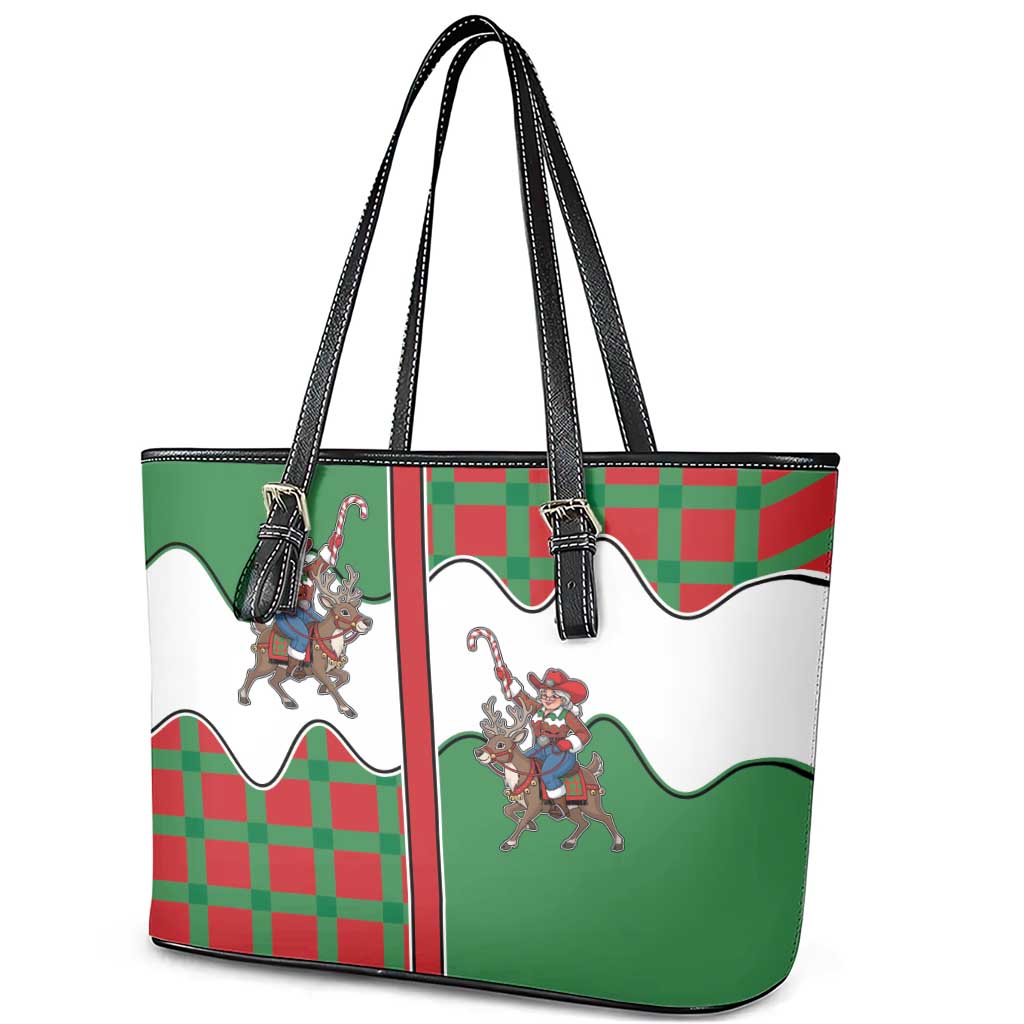 Western Yoke Leather Tote Bag Mrs Claus Cowgirl Style - Wonder Print Shop