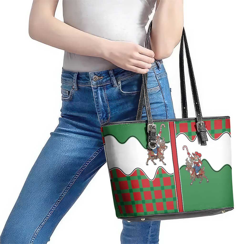 Western Yoke Leather Tote Bag Mrs Claus Cowgirl Style - Wonder Print Shop