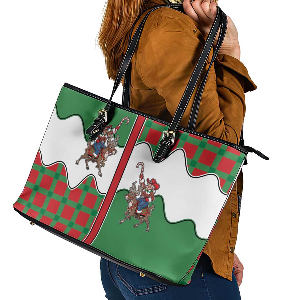 Western Yoke Leather Tote Bag Mrs Claus Cowgirl Style - Wonder Print Shop