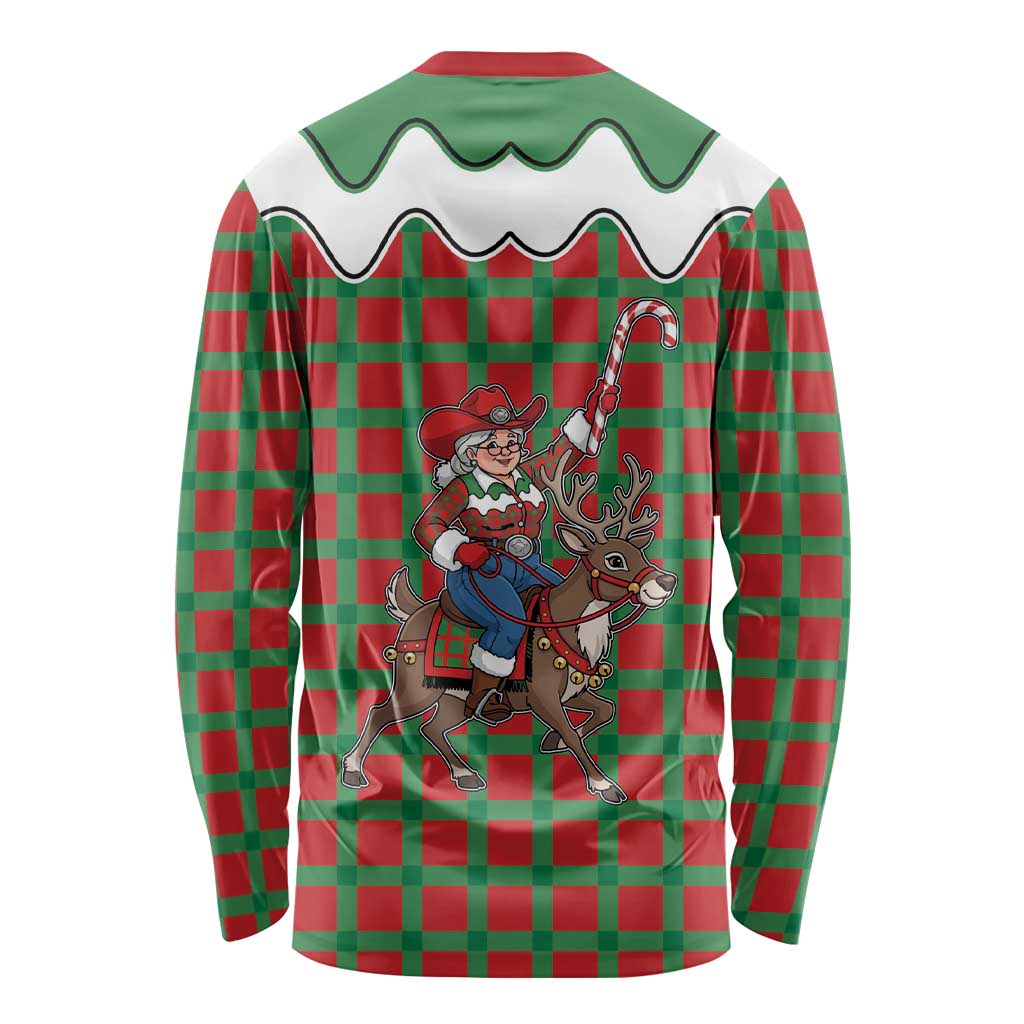 Western Yoke Long Sleeve Shirt Mrs Claus Cowgirl Style - Wonder Print Shop