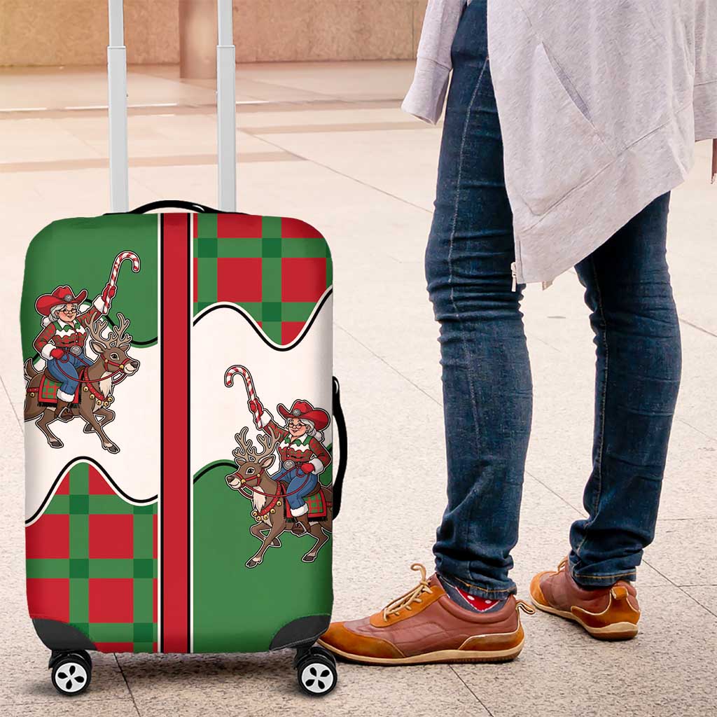 Western Yoke Luggage Cover Mrs Claus Cowgirl Style - Wonder Print Shop