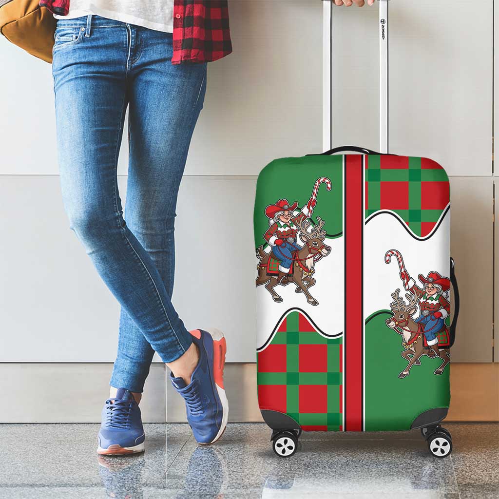 Western Yoke Luggage Cover Mrs Claus Cowgirl Style - Wonder Print Shop