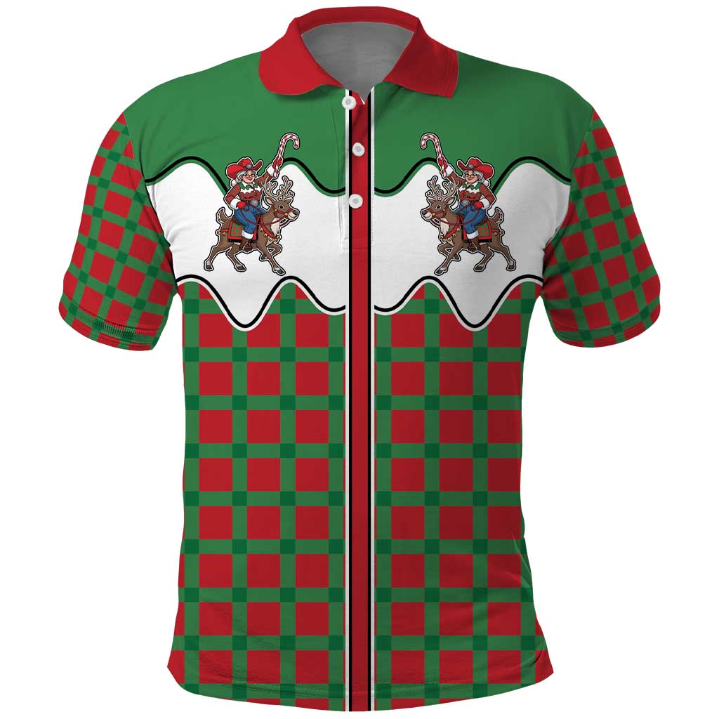 Western Yoke Polo Shirt Mrs Claus Cowgirl Style - Wonder Print Shop