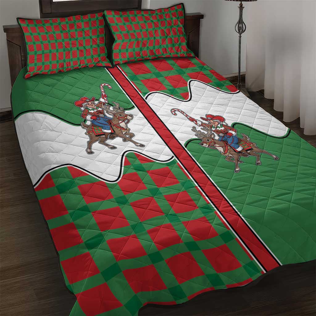 Western Yoke Quilt Bed Set Mrs Claus Cowgirl Style - Wonder Print Shop