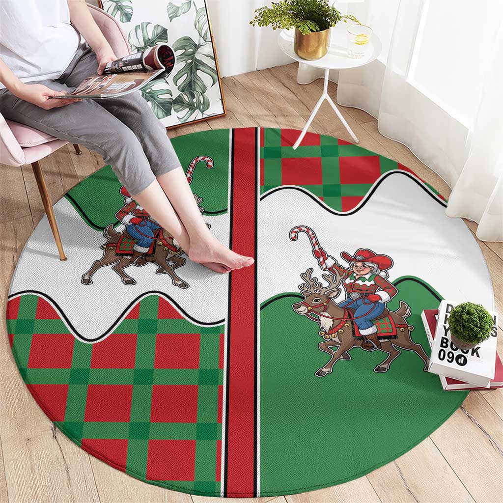 Western Yoke Round Carpet Mrs Claus Cowgirl Style - Wonder Print Shop