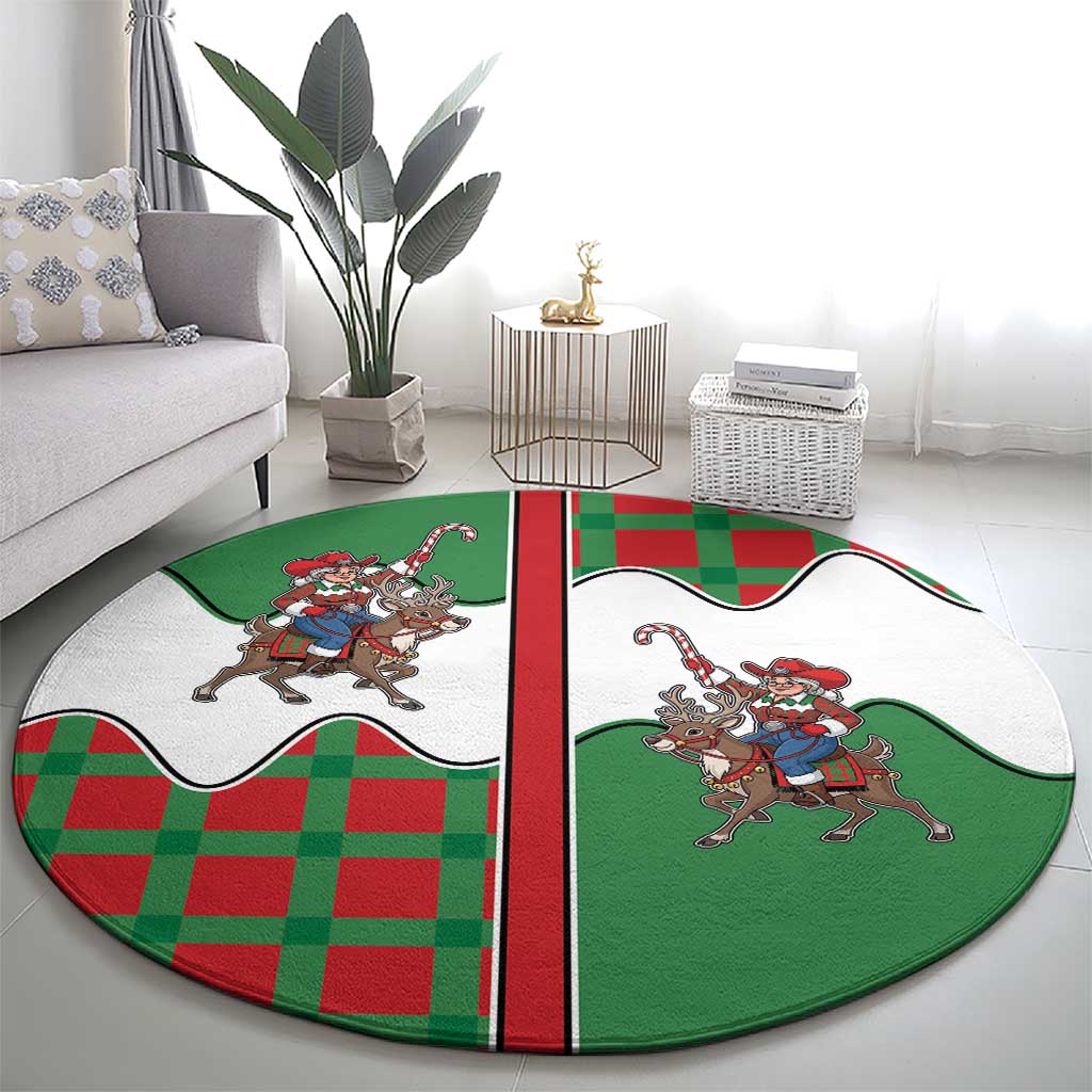 Western Yoke Round Carpet Mrs Claus Cowgirl Style - Wonder Print Shop