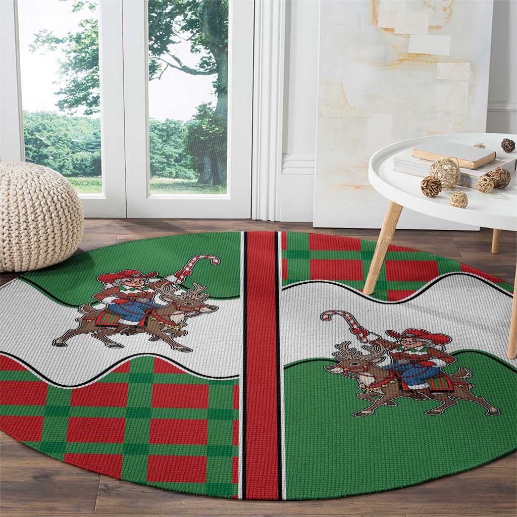 Western Yoke Round Carpet Mrs Claus Cowgirl Style - Wonder Print Shop