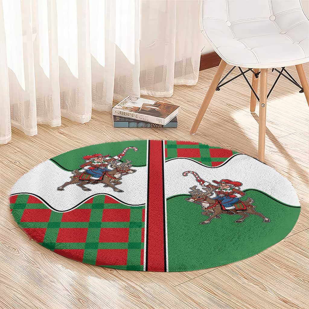 Western Yoke Round Carpet Mrs Claus Cowgirl Style - Wonder Print Shop