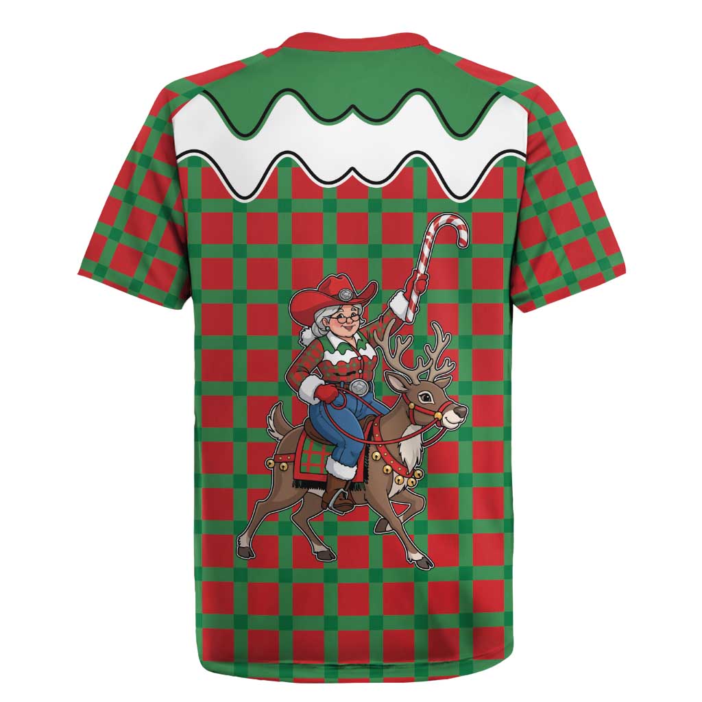 Western Yoke Rugby Jersey Mrs Claus Cowgirl Style - Wonder Print Shop