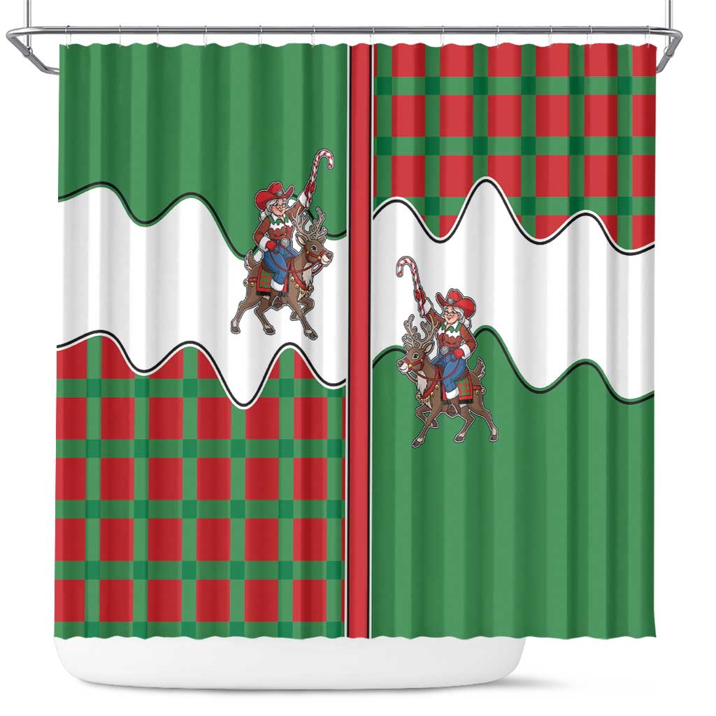 Western Yoke Shower Curtain Mrs Claus Cowgirl Style - Wonder Print Shop
