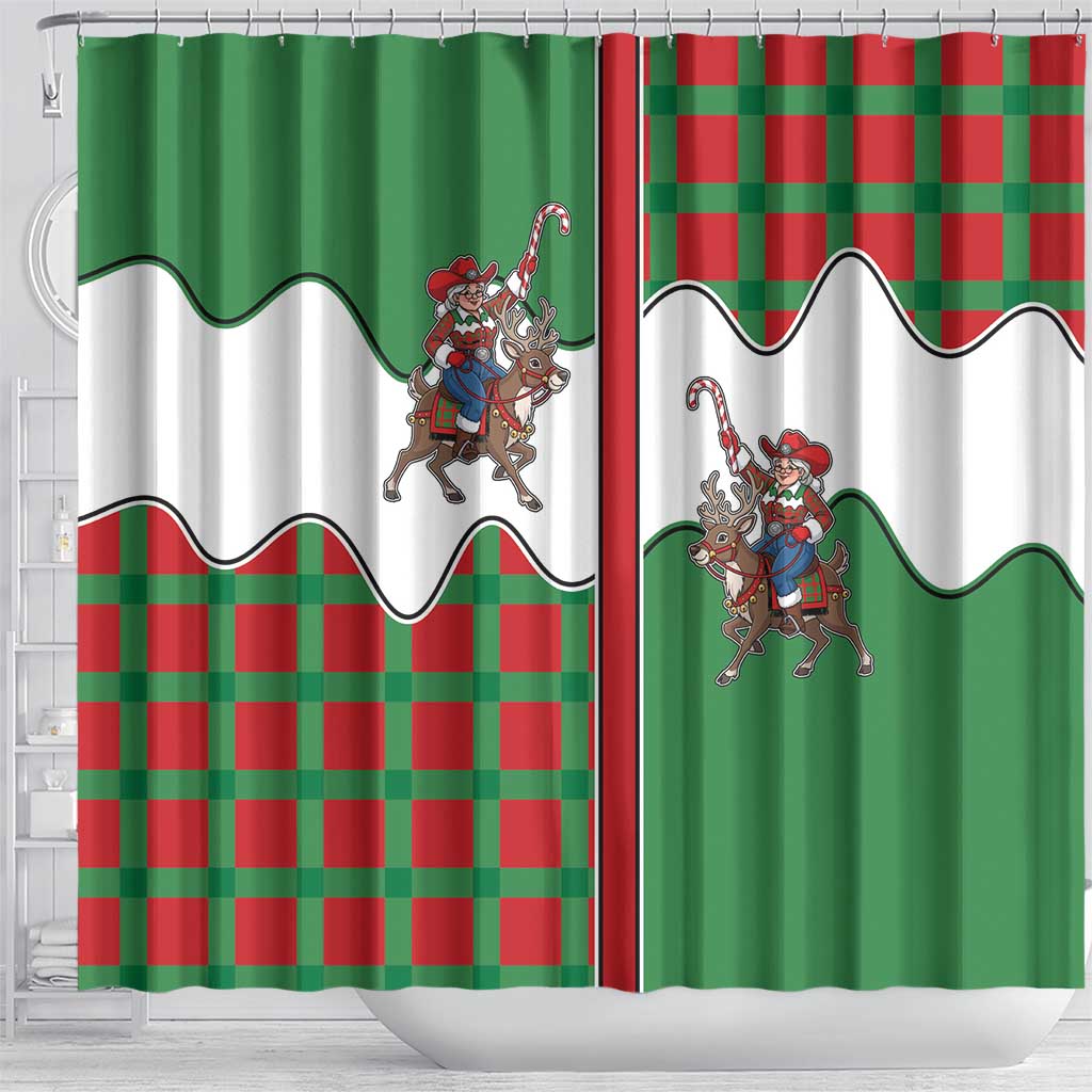 Western Yoke Shower Curtain Mrs Claus Cowgirl Style - Wonder Print Shop