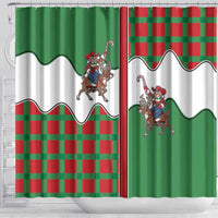 Western Yoke Shower Curtain Mrs Claus Cowgirl Style - Wonder Print Shop