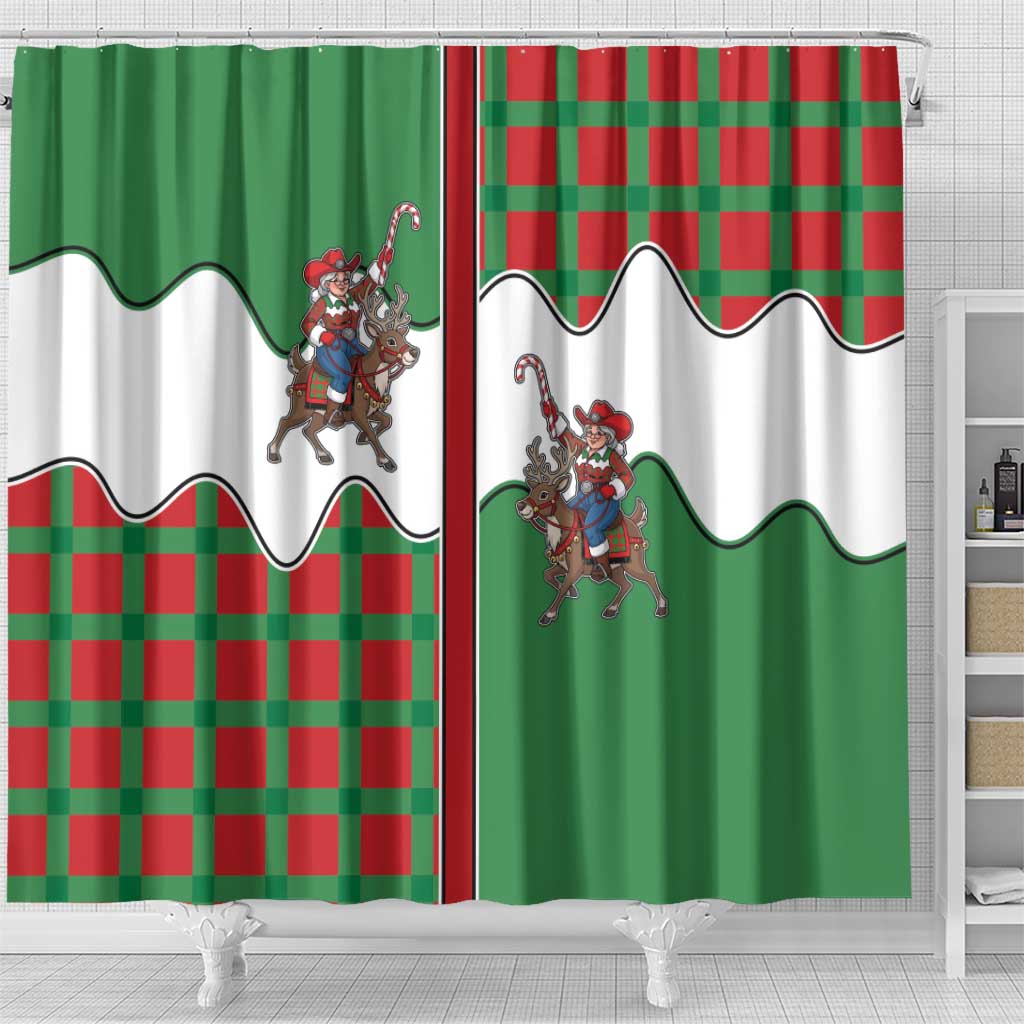 Western Yoke Shower Curtain Mrs Claus Cowgirl Style - Wonder Print Shop
