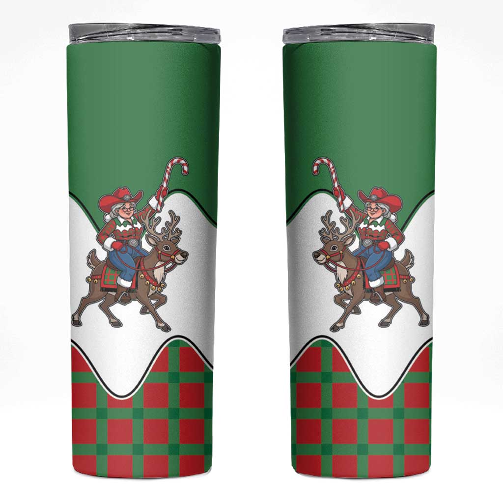 Western Yoke Skinny Tumbler Mrs Claus Cowgirl Style - Wonder Print Shop