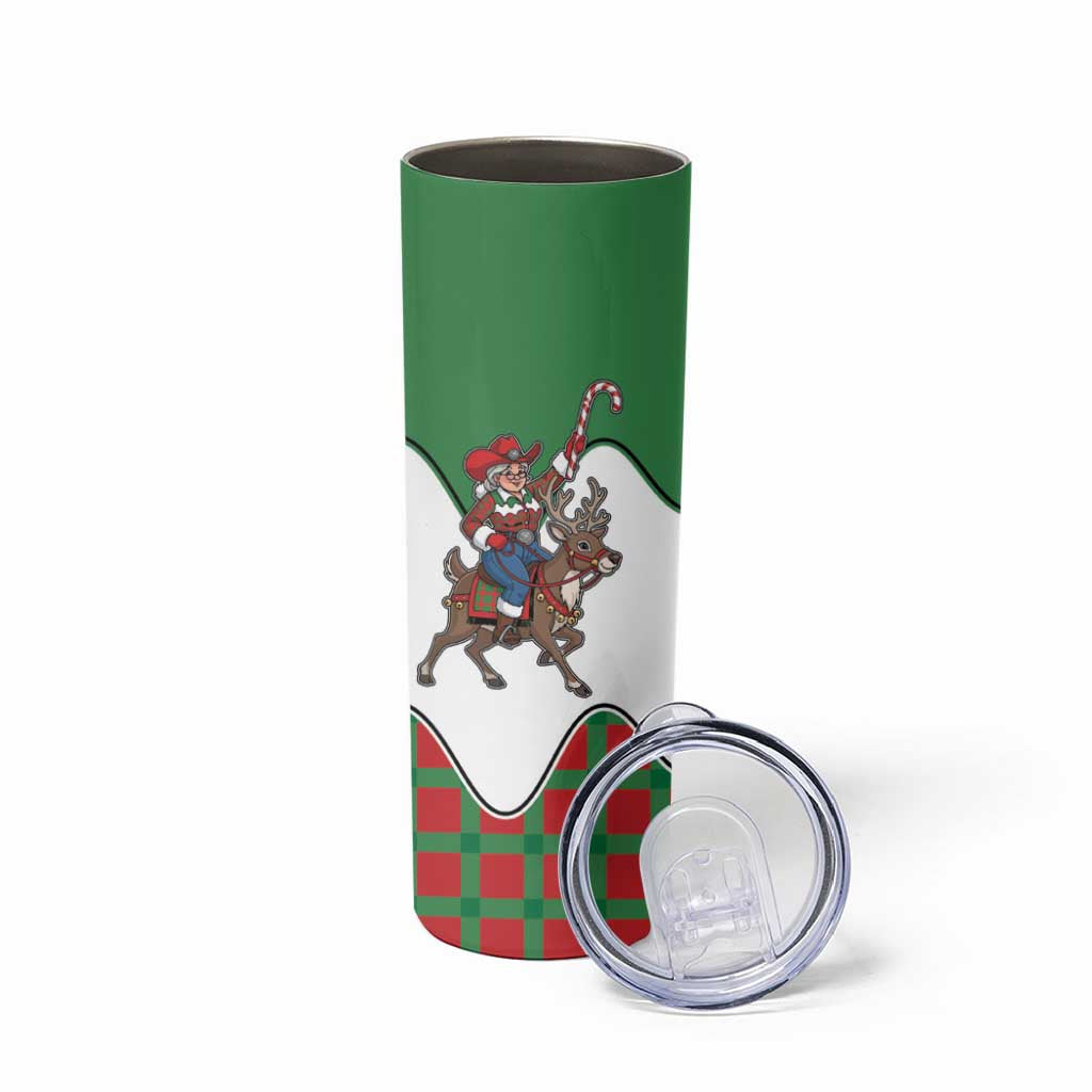 Western Yoke Skinny Tumbler Mrs Claus Cowgirl Style - Wonder Print Shop