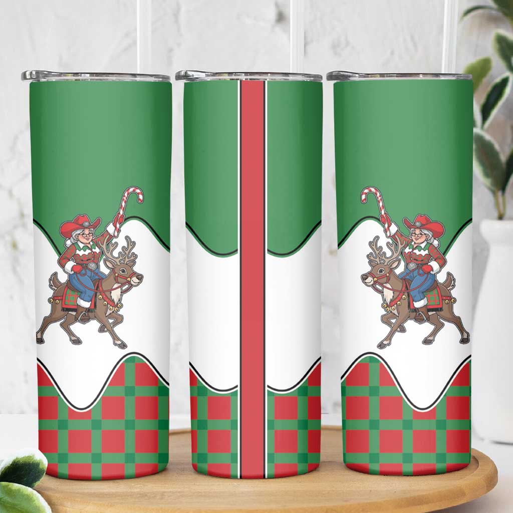 Western Yoke Skinny Tumbler Mrs Claus Cowgirl Style - Wonder Print Shop