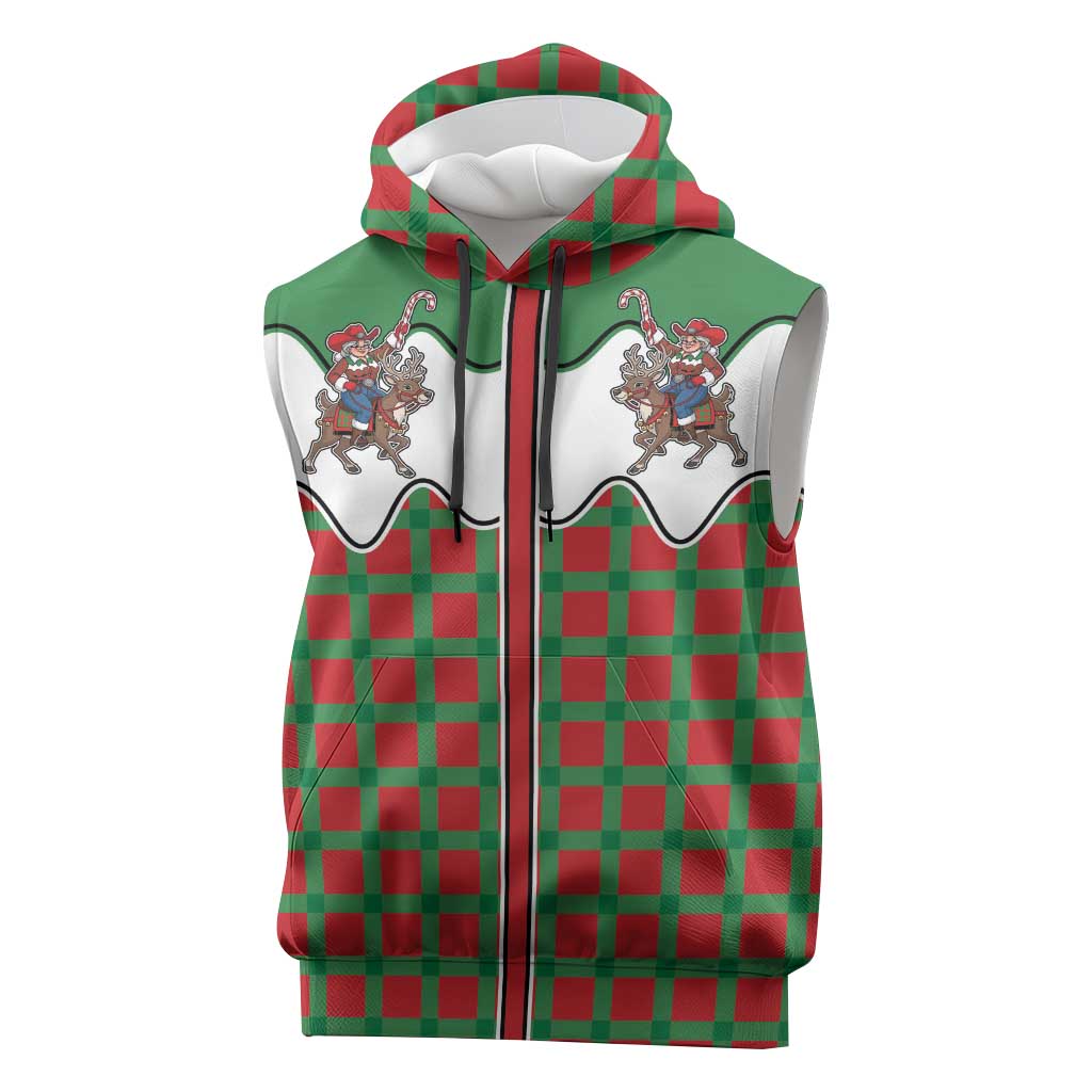 Western Yoke Sleeveless Hoodie Mrs Claus Cowgirl Style - Wonder Print Shop