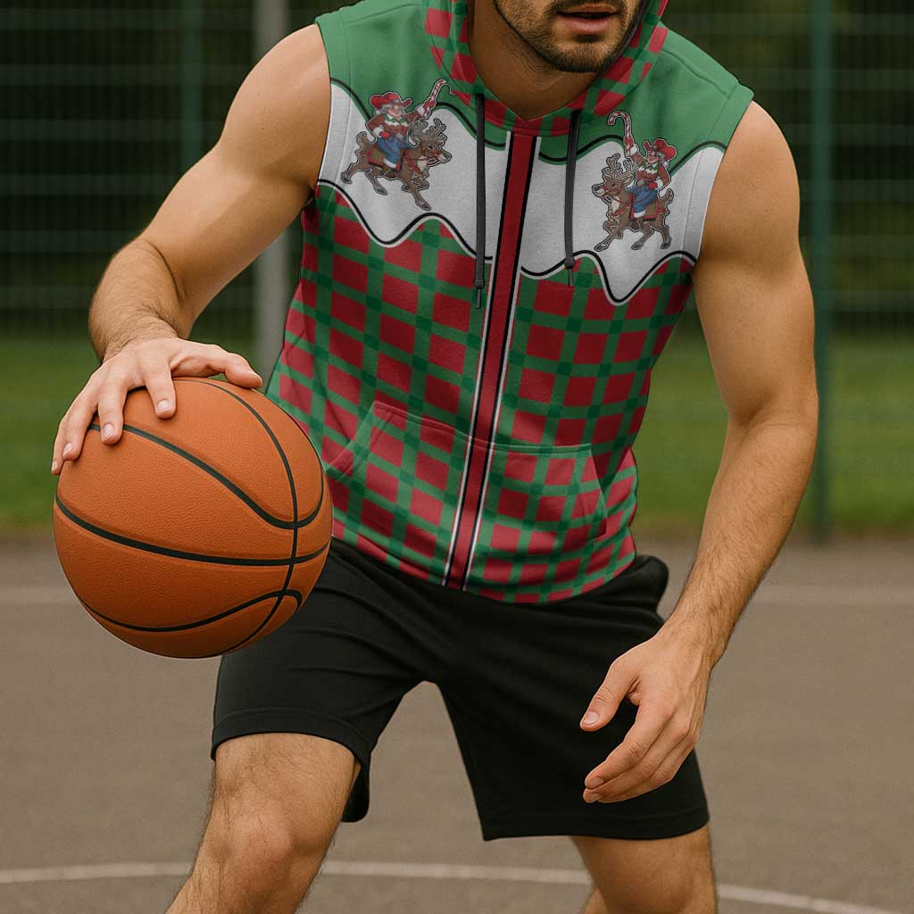 Western Yoke Sleeveless Hoodie Mrs Claus Cowgirl Style - Wonder Print Shop