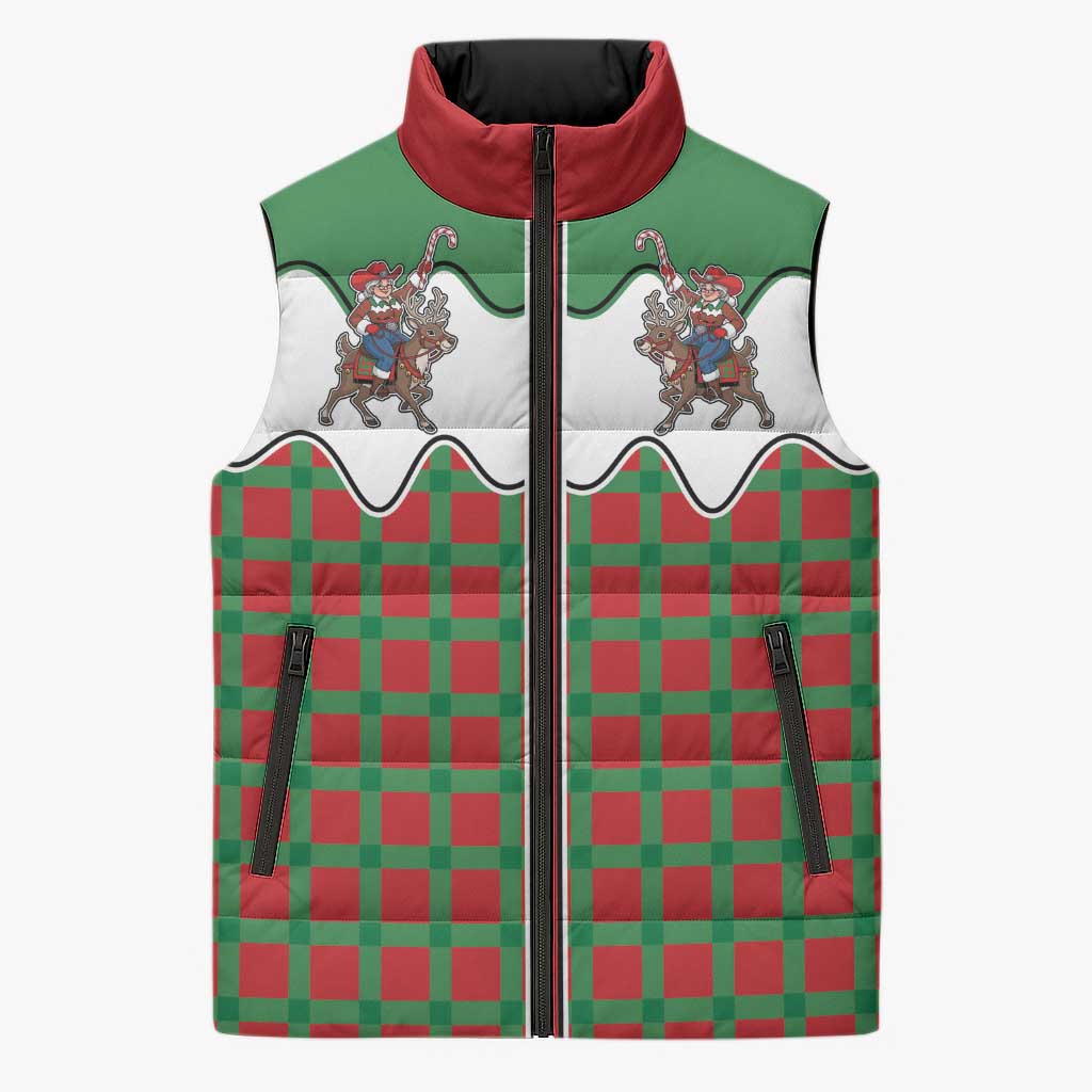 Western Yoke Sleeveless Puffer Jacket Mrs Claus Cowgirl Style - Wonder Print Shop